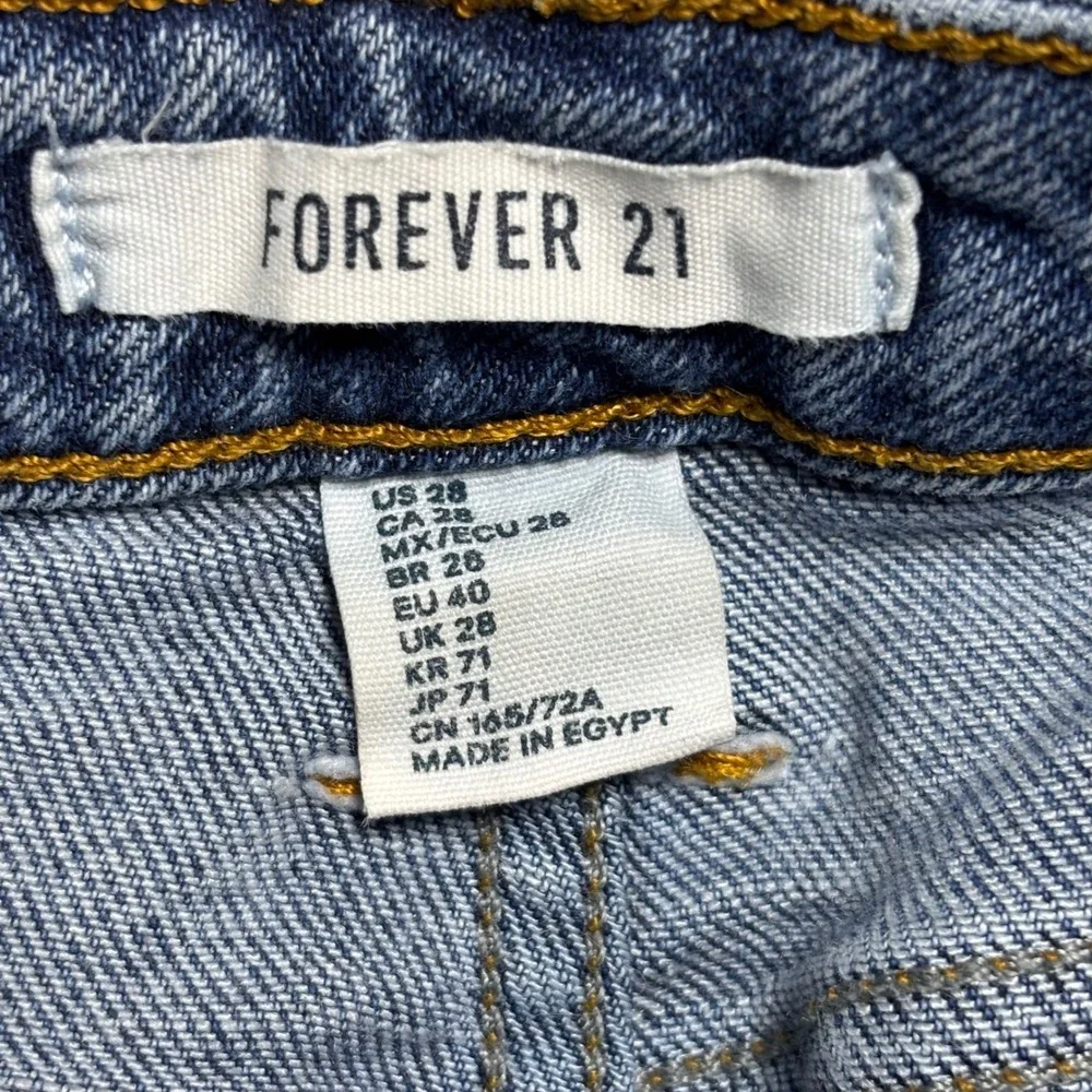Forever 21 Womens High Rise Skinny Distressed‎ Button Fly Blue Jeans Size 28